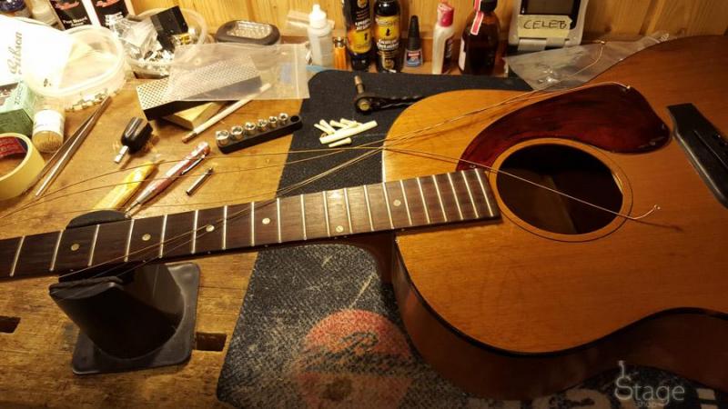 1965 Gibson LG-0 Acoustic Guitar Restoration in Stageshop